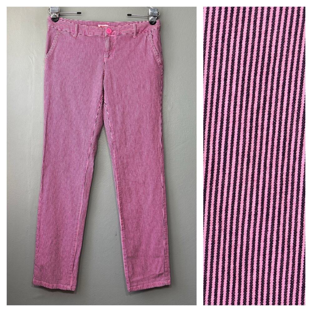 Mossimo Fit 6 Conductor Striped Sunwashed Jeans Size 9 Pink Denim Low Rise Chic